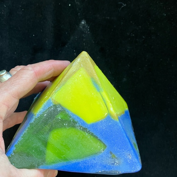Handmade Cast Glass Pyramid “Earth And Sky “Original Glass  4” x3.5” Original - Picture 6 of 7